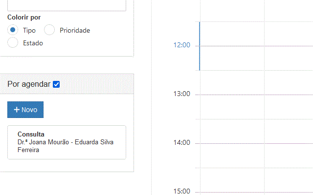animação de mover a consulta para a agenda